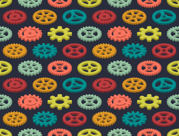 Isometric colored gears seamless pattern - Vector, Image