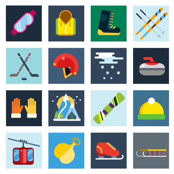 Winter sport vector icons set - Vector, Image