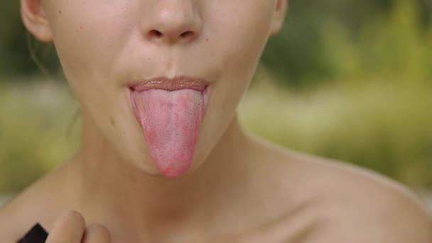 woman showing tongue - Footage, Video