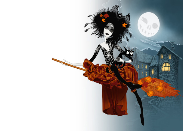 Witch on her broom - Photo, Image