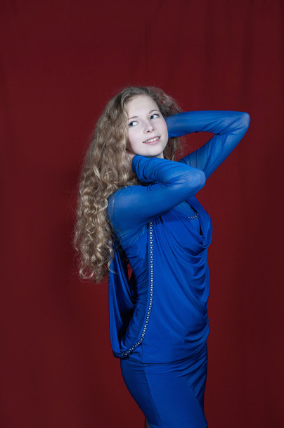 menina em um vestido azul - Foto, Imagem
