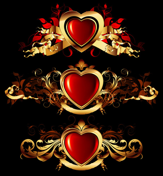 Heart forms with ornate elements - Vettoriali, immagini