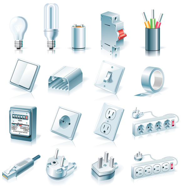 Conjunto de iconos de suministros eléctricos vectoriales
 - Vector, imagen