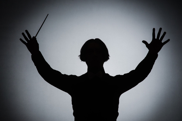 Lustiger Dirigent im musikalischen Konzept - Foto, Bild