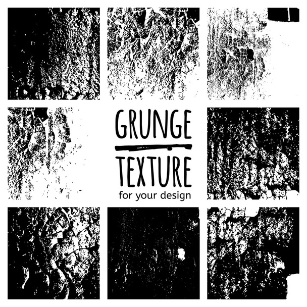 Grunge black textures set - Vector, Image