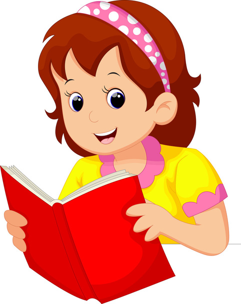 молодая девушка читает книгу - Вектор,изображение