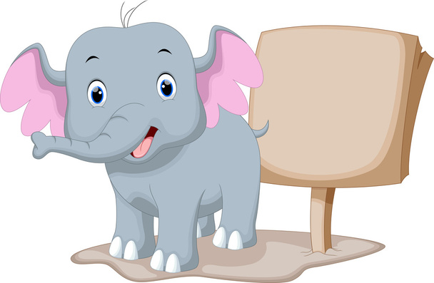 Niedlicher Elefanten-Cartoon - Vektor, Bild
