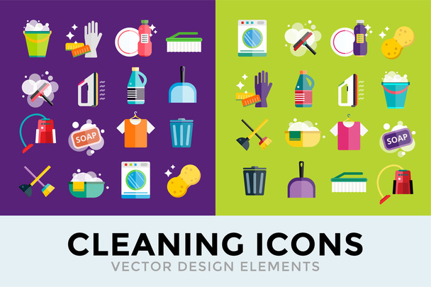 Iconos de limpieza vector conjunto servicio limpio
 - Vector, imagen