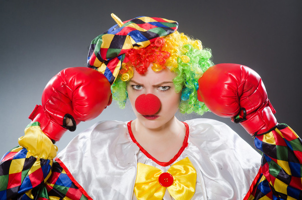 Смешной клоун в боксёрских перчатках - Фото, изображение