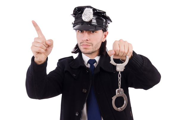 Funny policeman isolated on the white - Photo, Image