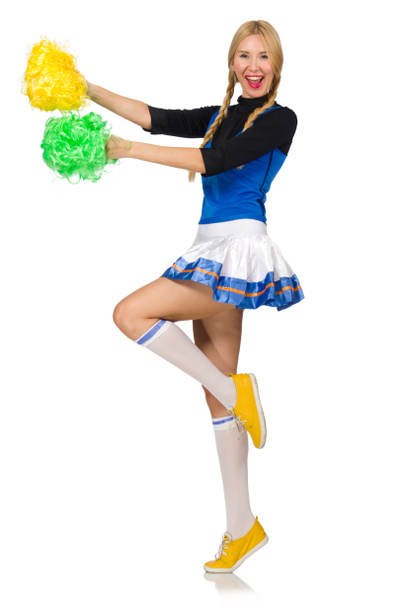 Woman cheerleader isolated on the white - Photo, Image