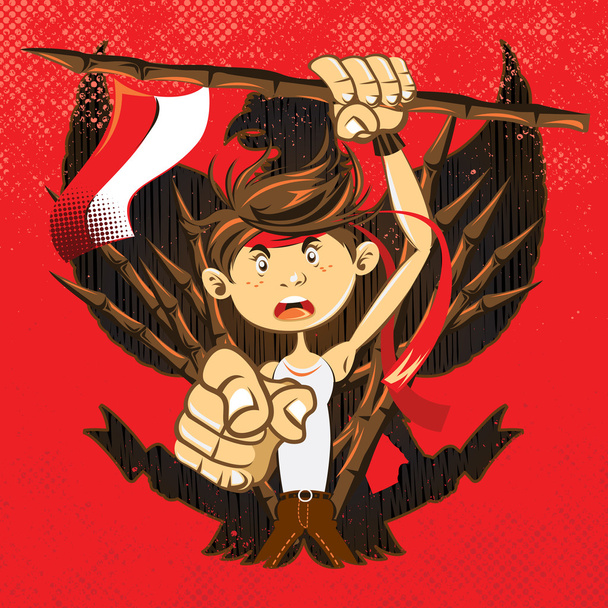 Endonezya Ulusal kahramanlar vatansever savaşçı - Vektör, Görsel