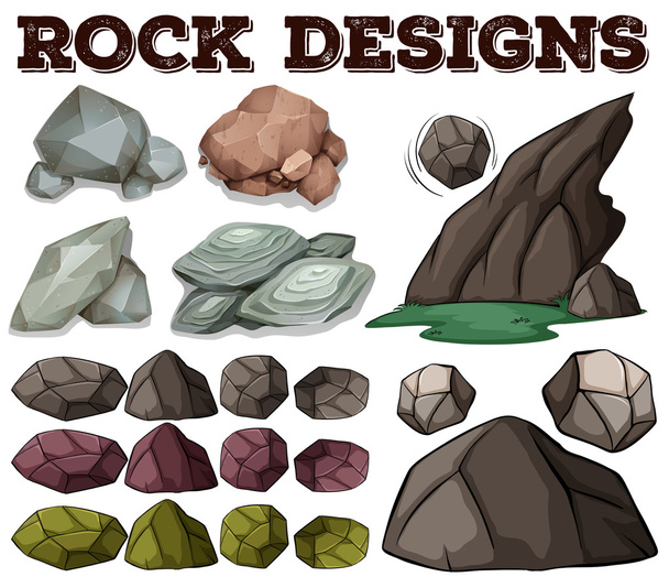 Different kind of rock designs - Vector, Image