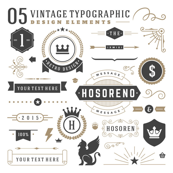 Retro vintage typographic design elements - Vector, Image