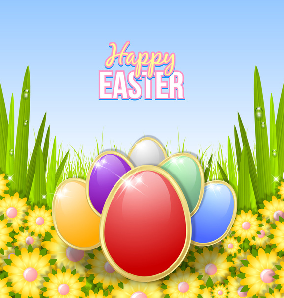 Easter eggs in the grass - Vector, Imagen
