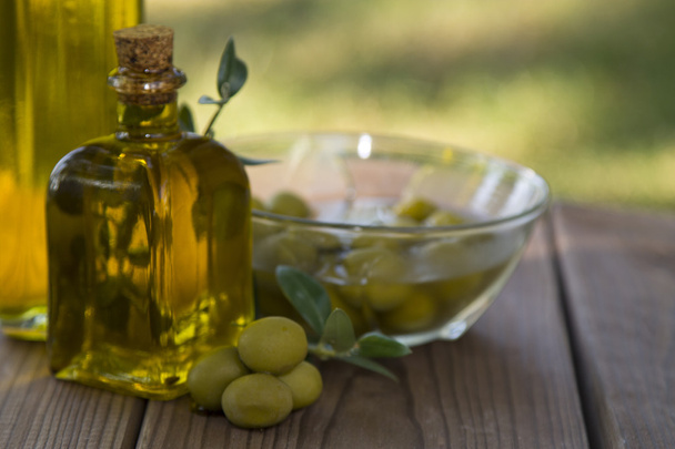 olive oil and olives - Photo, Image