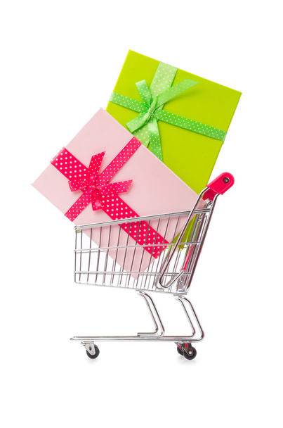 Cart in holiday shopping concept - Foto, afbeelding