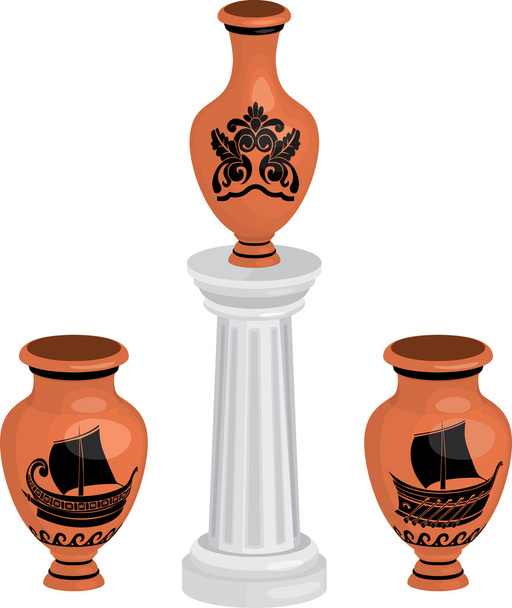 Conjunto de vasos gregos antigos
 - Vetor, Imagem