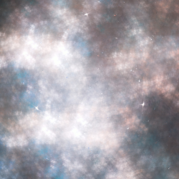 Light fractal sky with stars, digital artwork for creative graphic design - Photo, Image