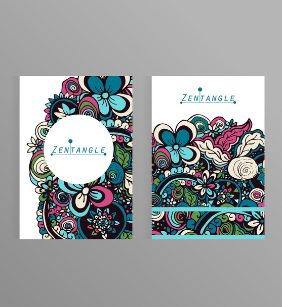 zentangle とグリーティング カード デザイン - ベクター画像