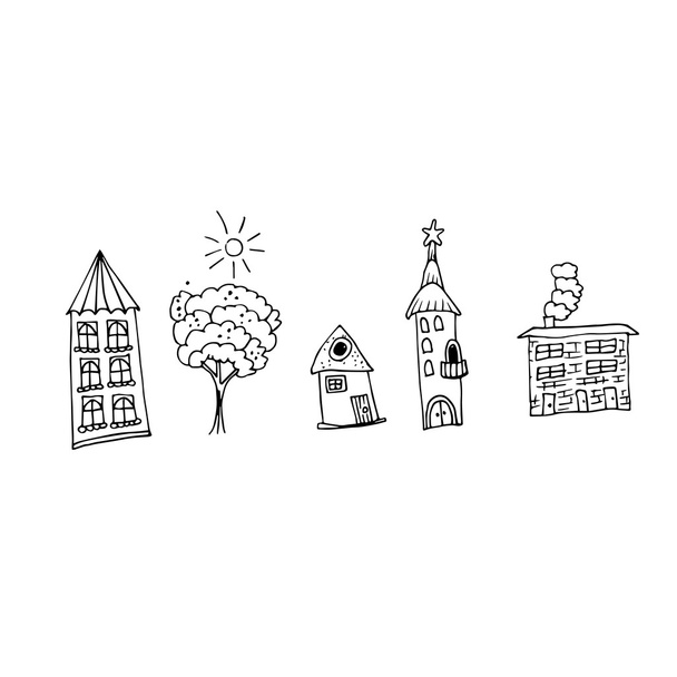 Doodle Stil Häuser Logo - Vektor, Bild