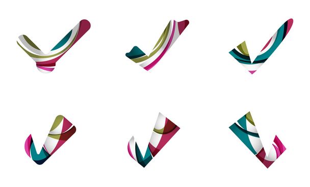 Set van abstracte Ok en tik icons, logo bedrijfsconcepten, schoon moderne geometrisch ontwerp - Vector, afbeelding