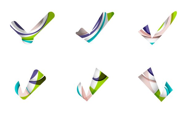 Набор абстрактных значков ОК и клещей, концепции логотипа бизнеса, чистый современный геометрический дизайн
 - Вектор,изображение