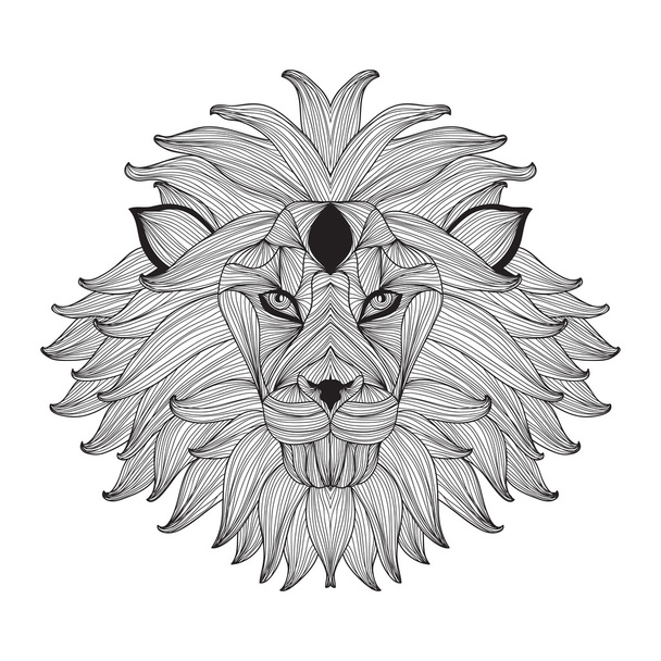 leão decorativo desenhado à mão
 - Vetor, Imagem