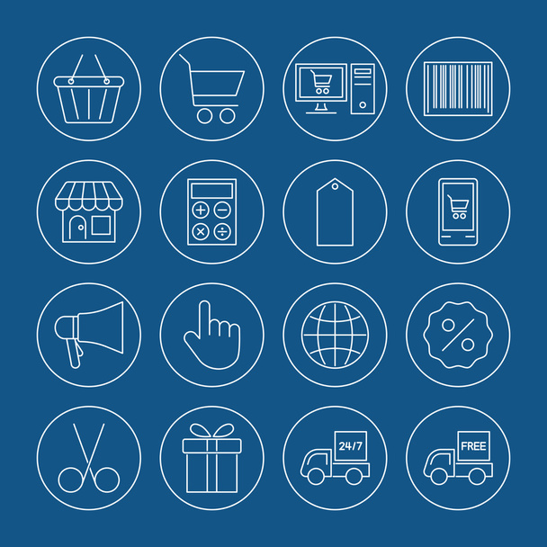 online shopping icons set - Vektor, Bild