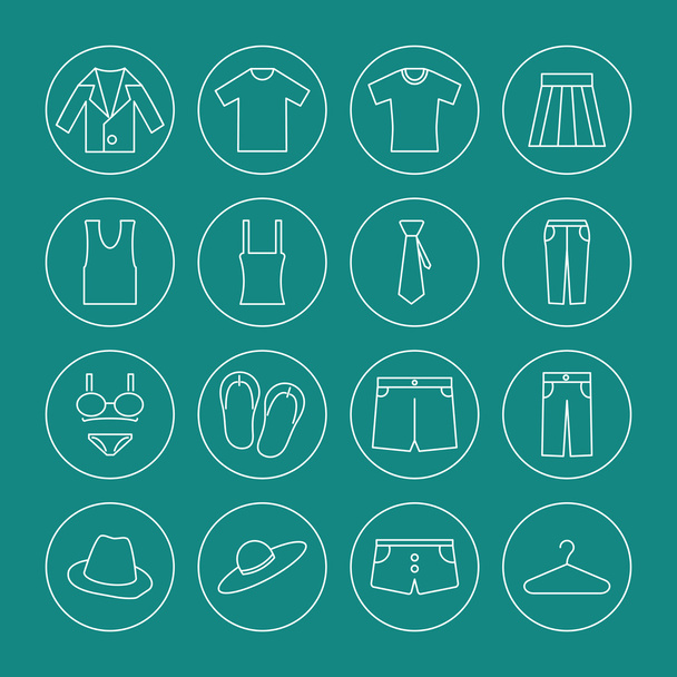 kleding icons set - Vector, afbeelding