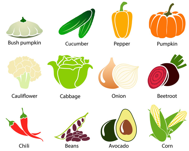 ícones vegetais com título
 - Vetor, Imagem