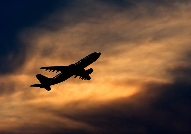 旅客ジェット飛行機のシルエット - ベクター画像