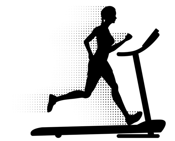 Mujer corriendo en una cinta de correr
 - Vector, imagen