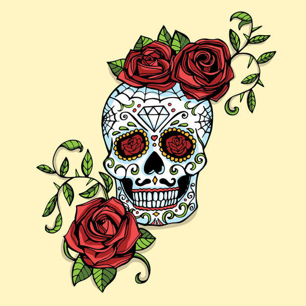 Hand drawn Day of dead Mexican - Vector, imagen