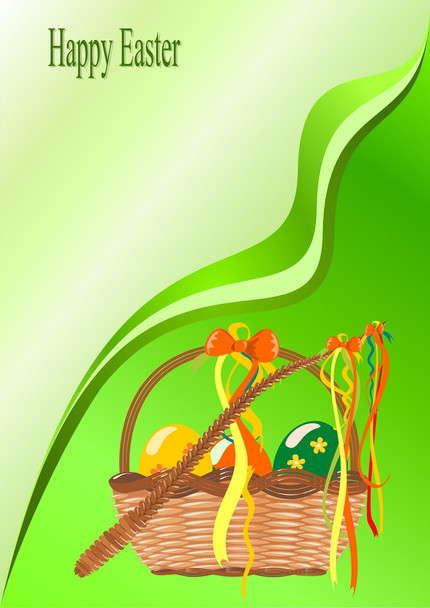 Basket with easter eggs - Vector, Imagen