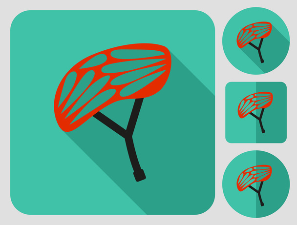 Helmet for cyclist and other extreme sportsmen. Bike cloth. Flat long shadow design. Bicycle icons series. - Vector, Image