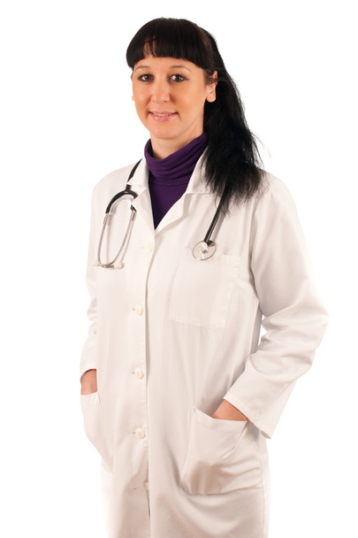 Doctor - woman in white medical dress with stethoscope - Photo, Image