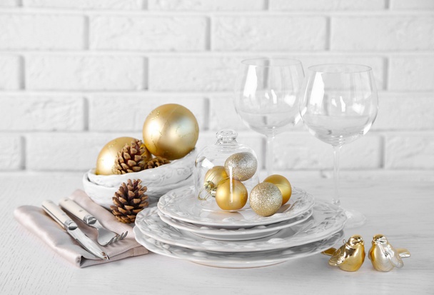 Decorated Christmas table setting - Foto, Imagen