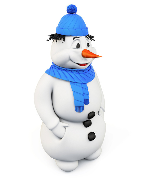 Χιονάνθρωπος για ένα λευκό background.3d. - Φωτογραφία, εικόνα