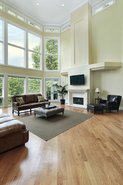 Living room with two story windows - Photo, Image