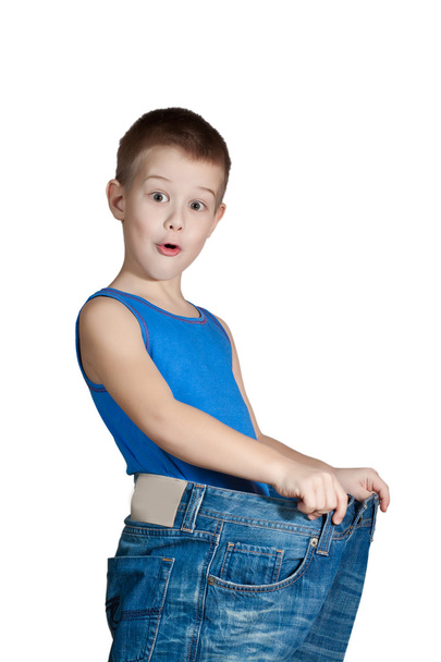 Kid in too big jeans - Foto, Imagem