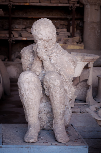 Shape of citizen from Pompeii who got trapped into the ashes. Po - Photo, Image