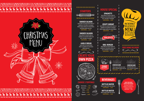 Christmas party invitation restaurant flyer - Vector, Image