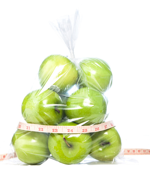Zeleného jablka s měřící páska - Fotografie, Obrázek