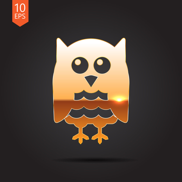 gold owl icon - Διάνυσμα, εικόνα