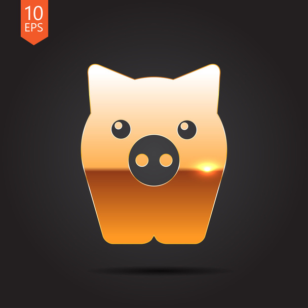 gold pig icon - Διάνυσμα, εικόνα