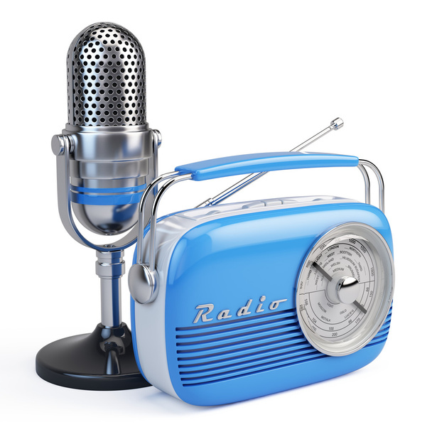 Mikrofon és retro rádió - Fotó, kép