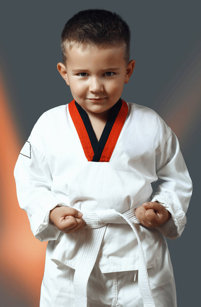 Little boy in a kimono, Taekwondo, Sport, Toning - Photo, Image
