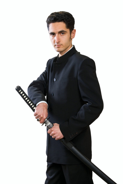 Handsome man with sword. - Foto, afbeelding
