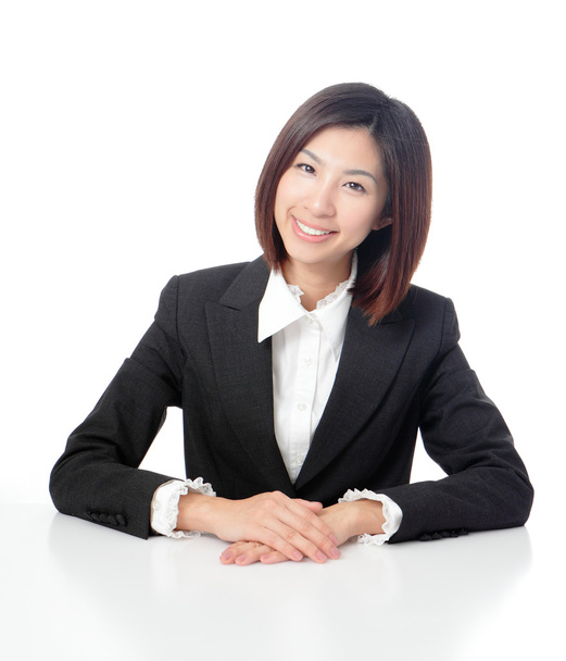 Smile business woman with white background - Zdjęcie, obraz